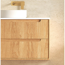 Byron Fluted 1500mm Woodland Oak Wall Hung Double Vanity with Countertop